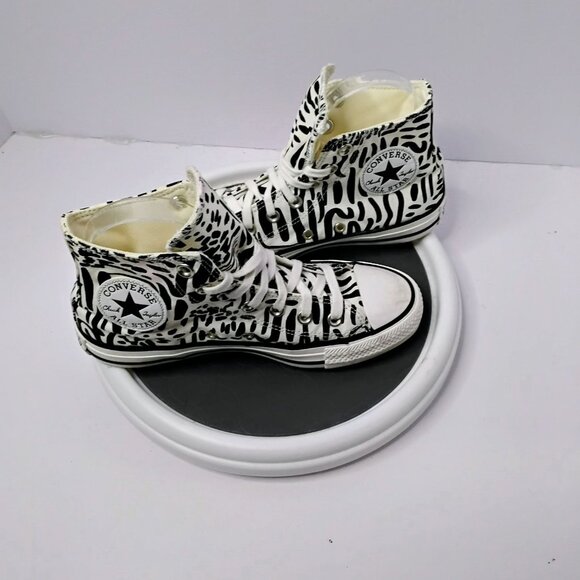 Converse Womens Zebra Print High Top Sneakers Size 7 US / 5 UK 37.5 EU Textile U - Picture 3 of 8